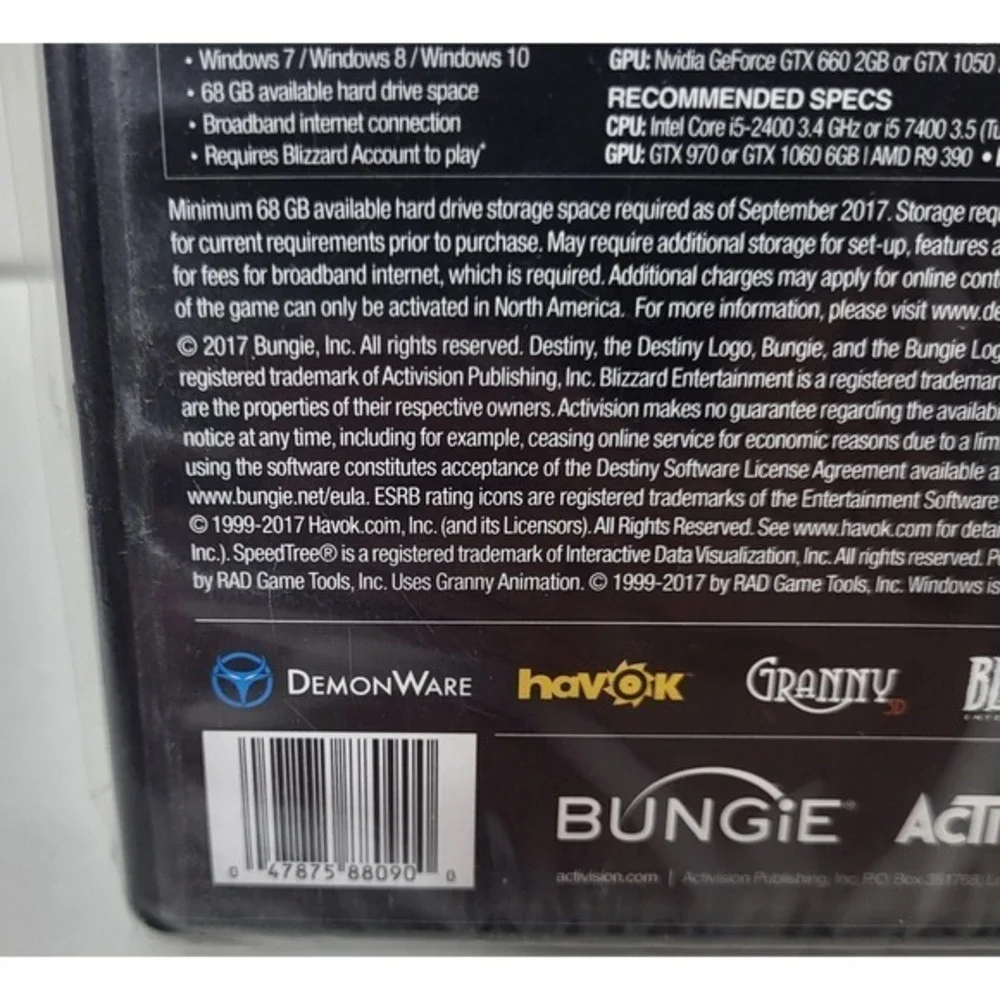 Destiny 2 PC Game Download Only‎ Bungie Activision New Sealed 2017